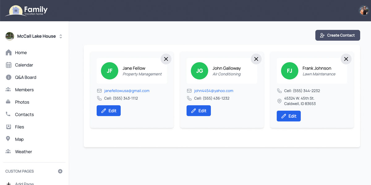 Share files and contacts